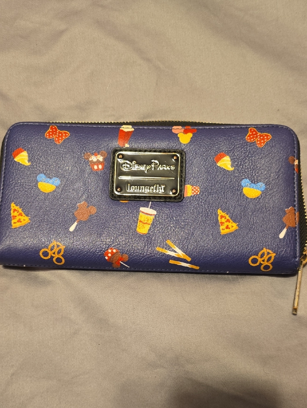 Loungefly Navy Blue Disney Parks Snack Print Zip Wallet